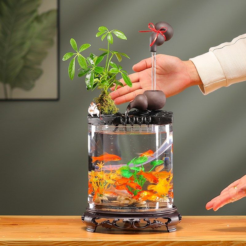 新陶瓷悬壶流水循环水招财鱼缸小猫钓鱼古法养鱼过,家居饰品,流水摆件,淘宝优惠券,粉丝福利购,淘宝优惠卷