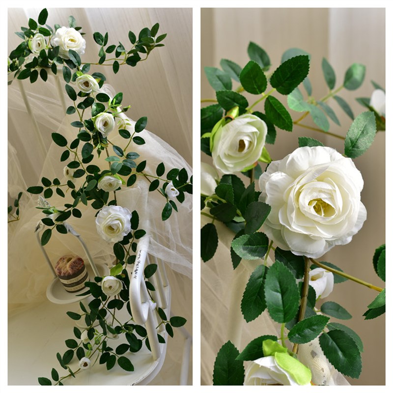 仿真玫瑰花藤假花藤条空调管道缠绕装饰墙面遮挡绿植花藤植物花墙