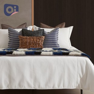 床上用品酒店样板间床品12件 现代轻奢主卧蓝咖色样p板房家居软装