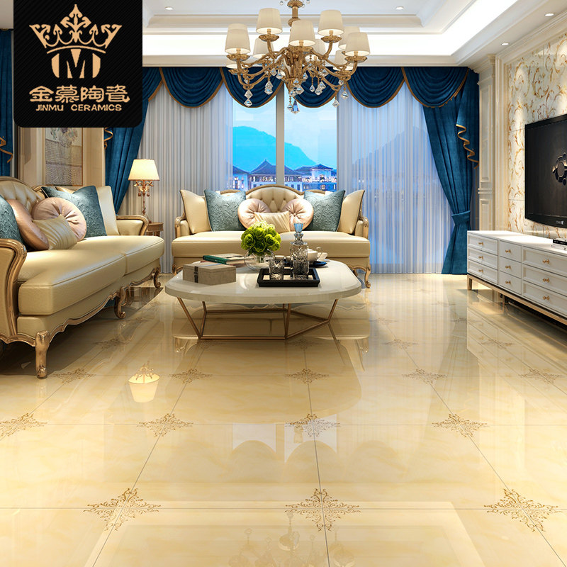 客厅瓷砖地砖抛晶砖拼花地砖镀金瓷砖卧室欧式花纹拼图地砖