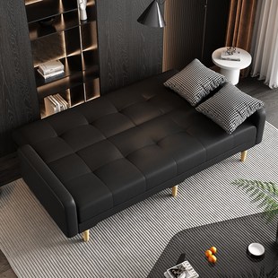 租房民宿科技布油蜡皮艺U皮布艺沙发三人两用小户型沙发床