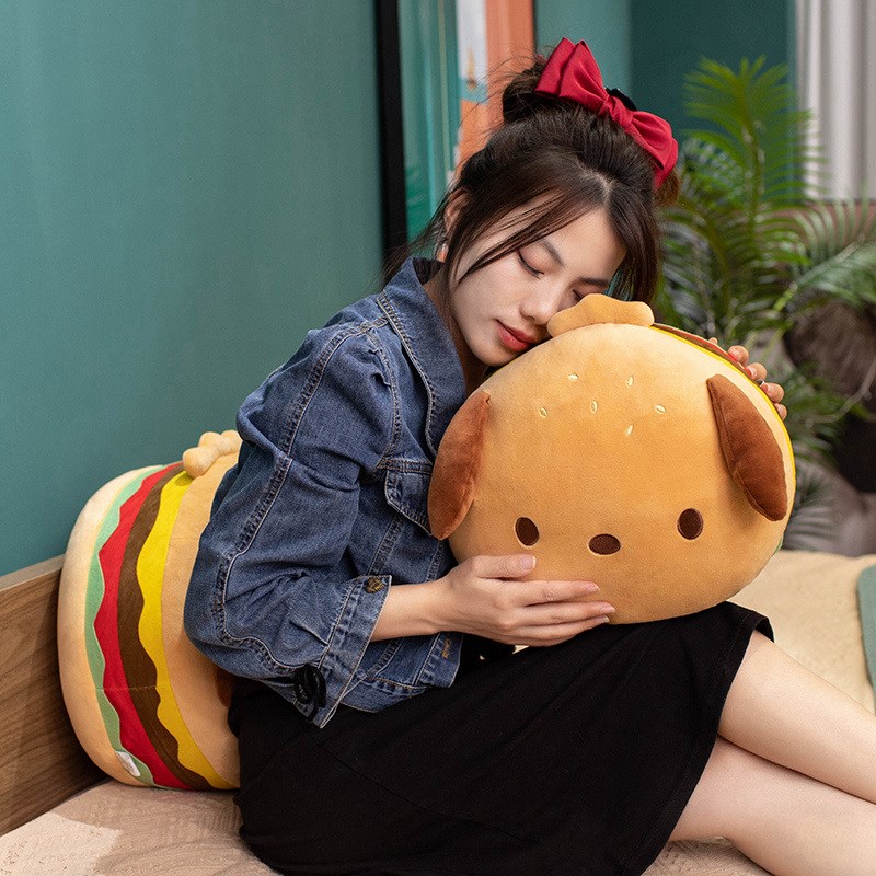 创意帕恰狗汉堡抱枕坐垫蒲团沙发床头靠枕宿舍办公室靠垫毛绒