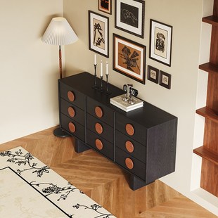 中古风五斗柜卧室置物柜客厅靠墙抽屉柜沙发边柜复古实木床尾斗橱