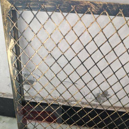 复古工业风装饰背景墙铁丝网菱形铁艺屏风隔断镂空网格吊顶装饰