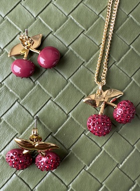 C系列出口欧美品质甜美樱桃耳钉项链套装系列 外贸余单