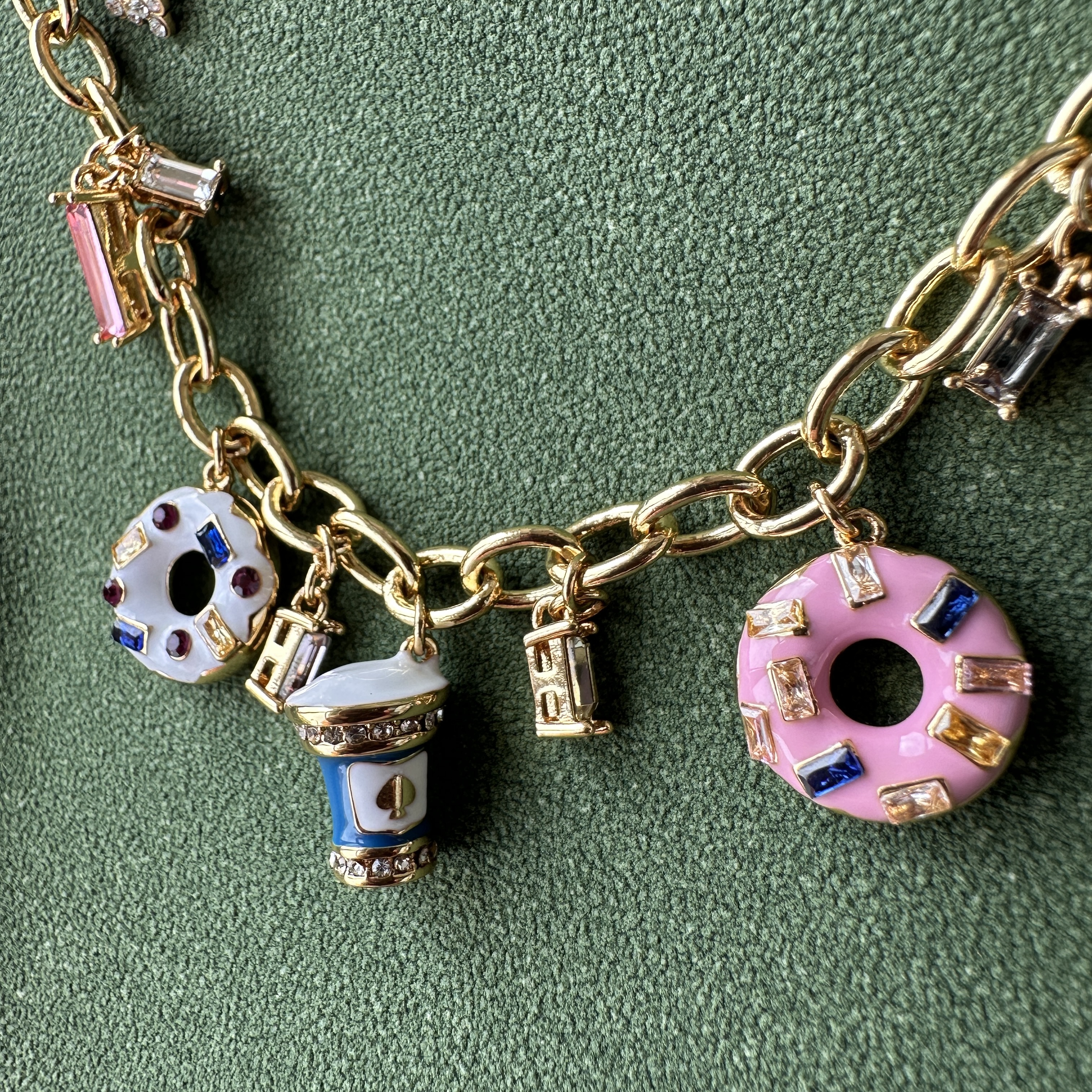 出口欧美高品质甜甜圈咖啡杯可爱多坠手链项链耳钉k系列