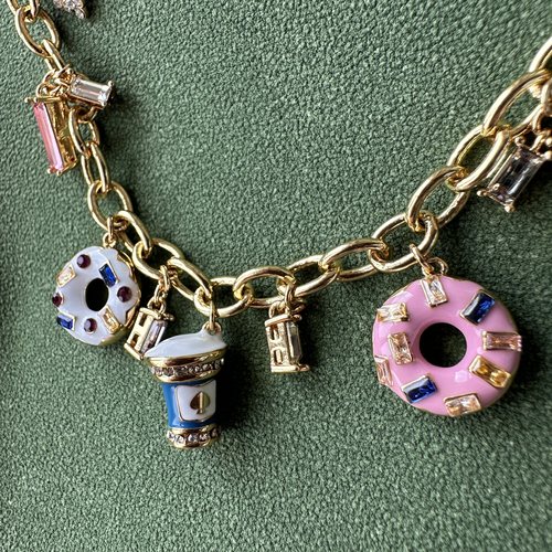 出口欧美高品质甜甜圈咖啡杯可爱多坠手链项链耳钉k系列