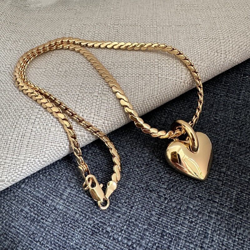 出口欧美os爱心吊坠项链金色爱心项链 原dan