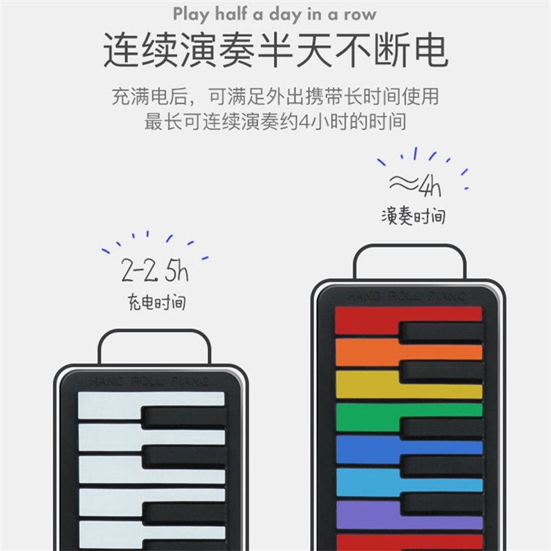 手卷钢琴9键折叠 学生儿童初学者贝恩施便携式携带软电子琴