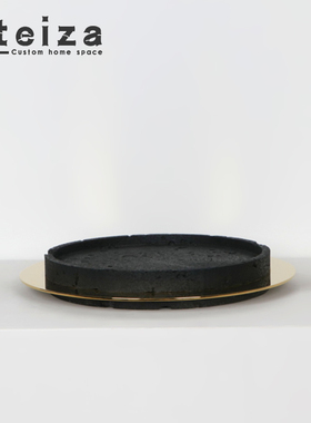 z现代创意大理石盘软装样板间客厅桌面水磨石果盘