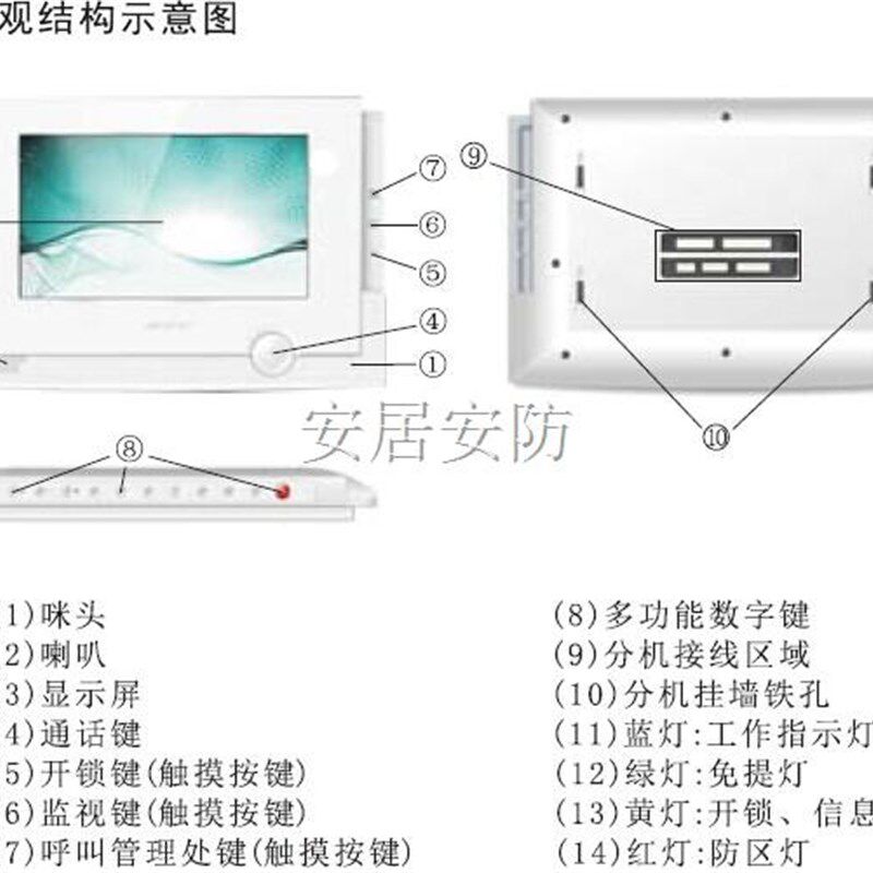 安居宝视对讲分机电话楼宇对讲门铃彩色视原装HY52C