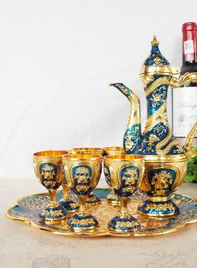 皮纹酒具酒壶茶壶酒杯中东镀金土耳其工艺品