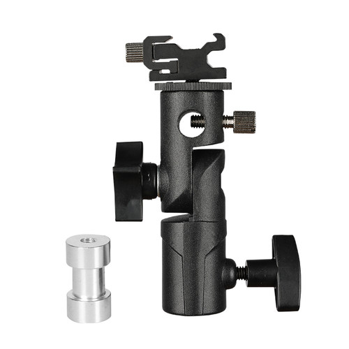 E灯座 金属闪光灯万用热靴支架 灯架小云台 E型灯座 连三脚架