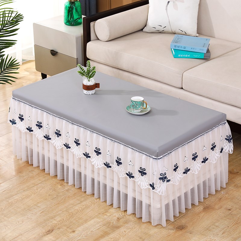 皮革防水防油免洗茶几罩四季通用防滑客厅餐桌布全包蕾丝防尘布
