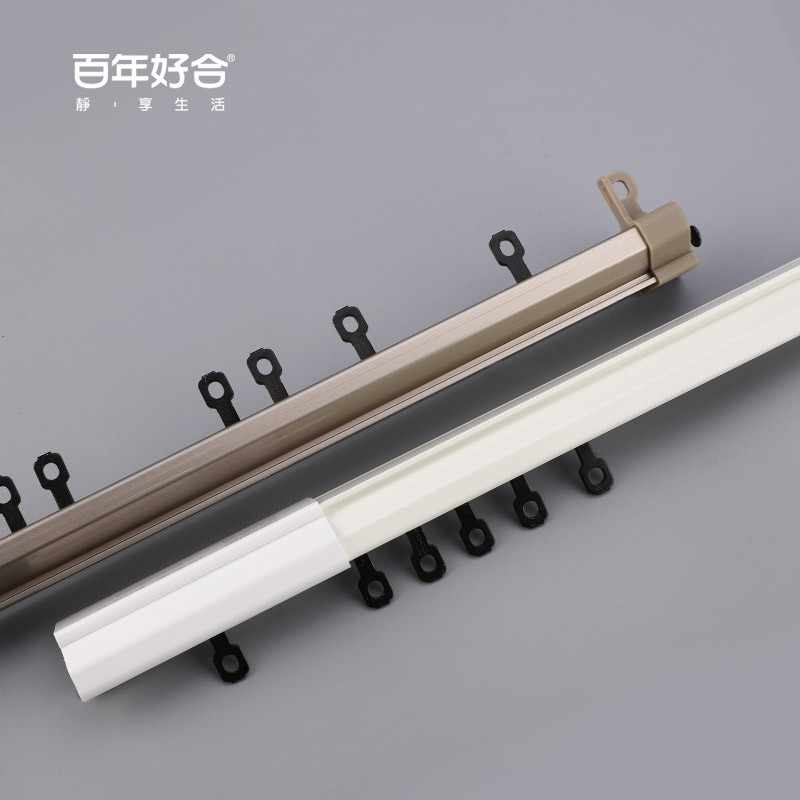 德裕窗帘轨道铝合金轨道可无支架直轨滑轨顶装侧装静音单双导轨
