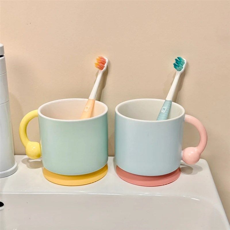 漱口杯大容量马杯硅胶底防滑撞色陶瓷杯水杯刷牙杯牙洗漱杯子,家庭/个人清洁工具,洗漱杯,淘宝优惠券,粉丝福利购,淘宝优惠卷