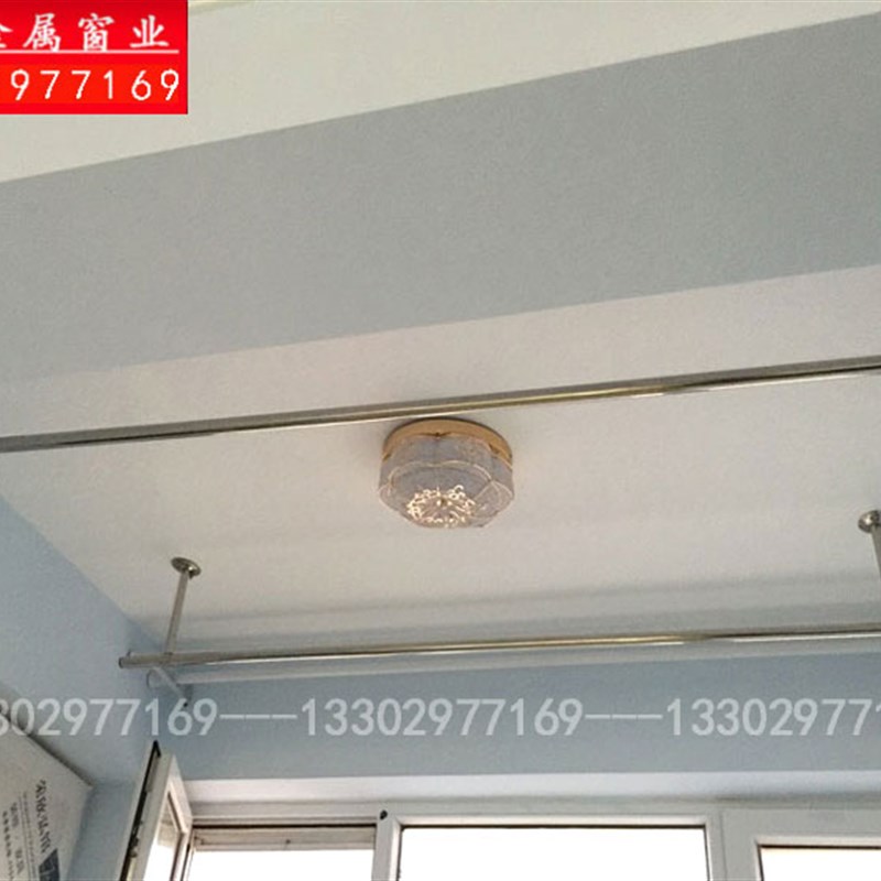 阳台不锈钢管波浪晒衣架防风加厚固定式晾衣杆