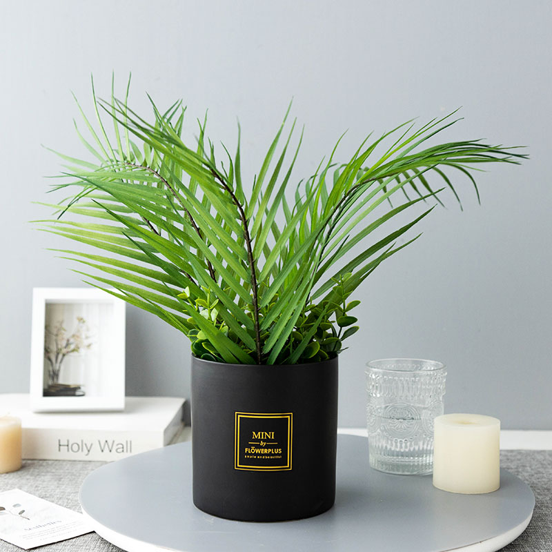 仿真花假花绿植长粽叶豆瓣叶绢花客厅餐桌茶几装饰花艺盆栽摆件设