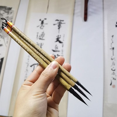 纯紫毫长出锋瘦金体蝇头小楷工笔勾线做毛笔善琏湖笔四德厂家