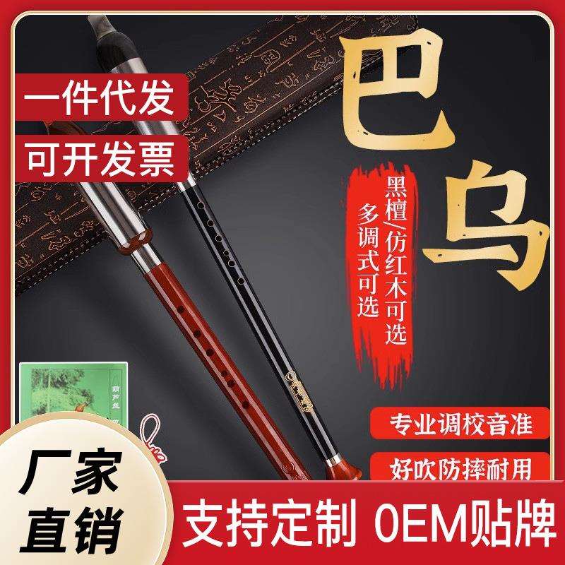 黑檀巴乌乐器小学生巴乌竖吹F调C调G调专业演奏单管巴乌送盒子