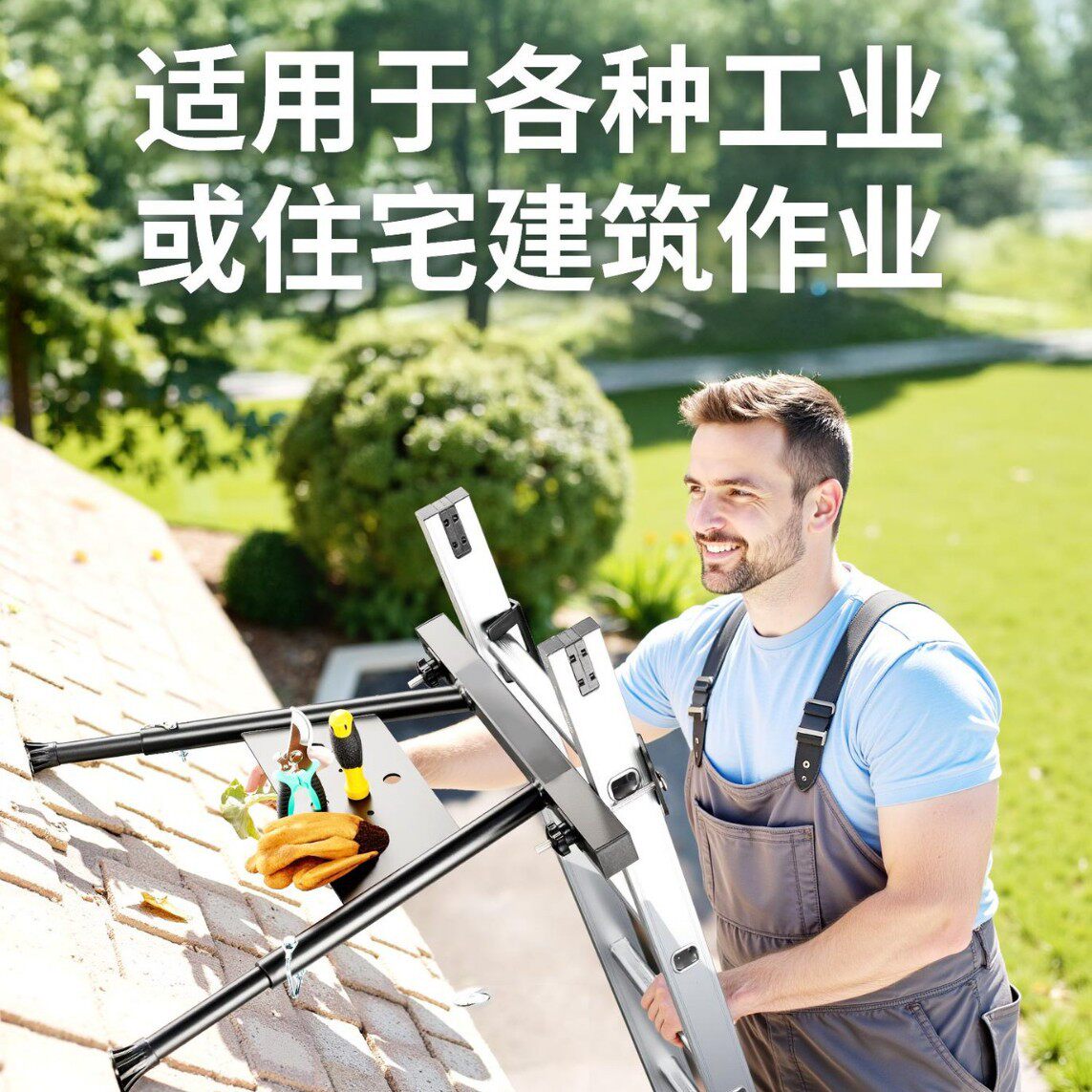 老款梯子稳定器屋顶家居装修安全维护支架航空铝可调节支腿人字梯
