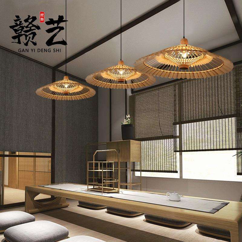 中式仿古实木吊灯创意中国风古典雨伞灯餐厅酒楼茶楼复古木艺吊灯