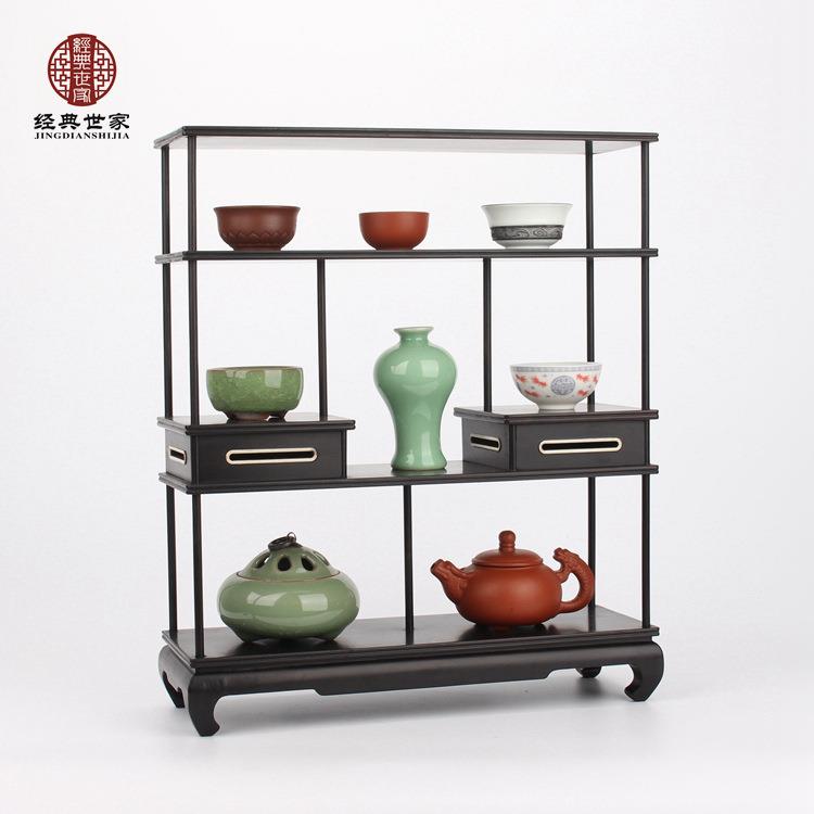 紫光檀木托奇石底座紫砂壶展示架 实木质石头摆件茶壶架博古架