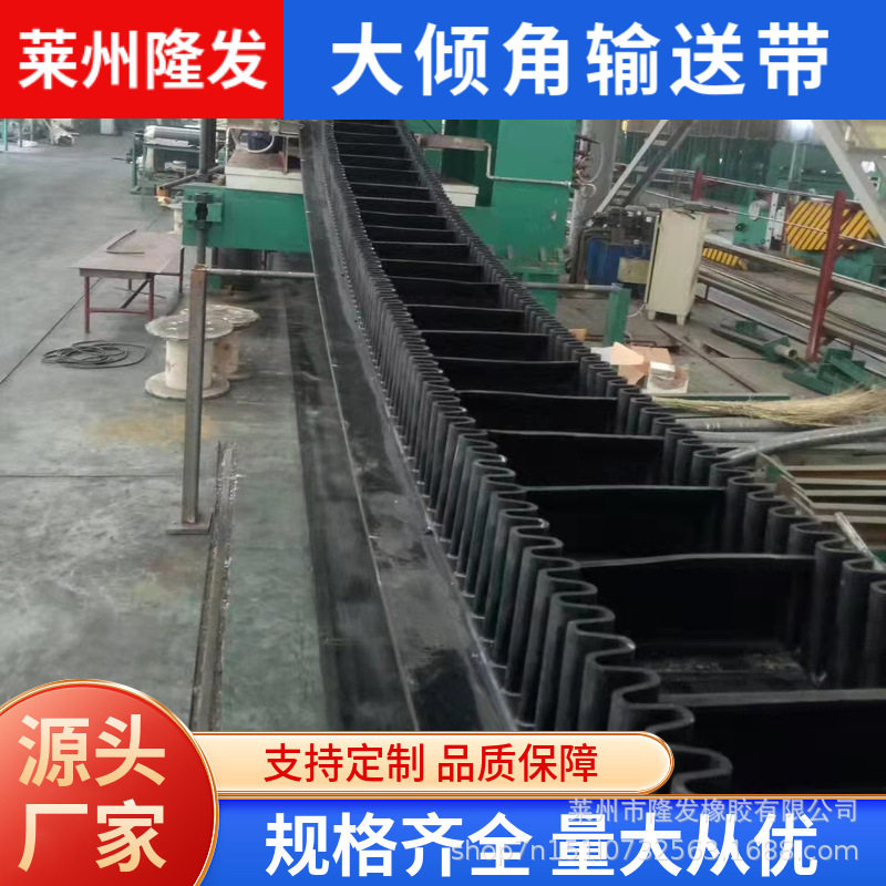大倾角输送带裙边环形传送带阻燃波形挡边带生产厂家