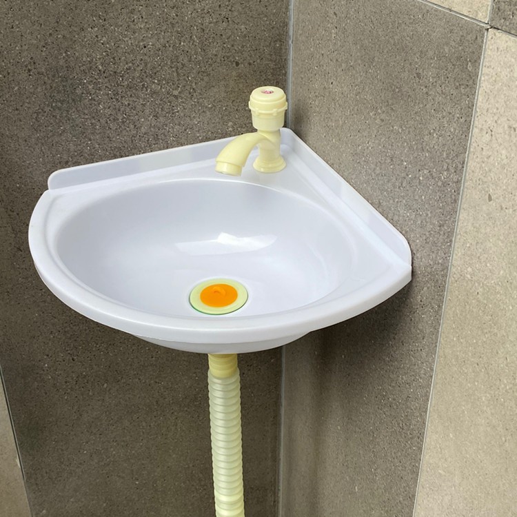 挂墙式塑料转角洗手盆三角盆墙角工地阳台小户型移动厕所脸盆面盆