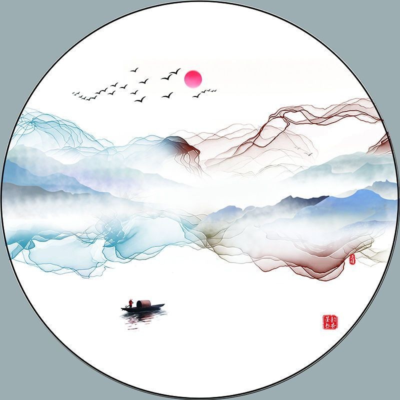 【工厂直销】现代简约装饰画客厅餐厅家和圆形壁画玄关网红自粘画