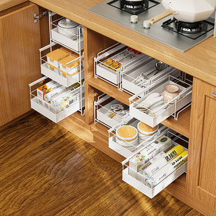 森花厨房工具抽拉架橱柜改抽屉式可叠加拉篮收纳筷子勺子置物架