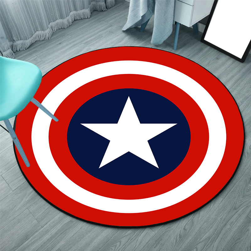 个性圆形五角星盾牌地毯电脑转椅学习书桌地垫卧室床边孩卡通