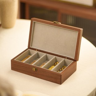 胡桃木旅游纪念币印章展示盒实木多格带锁收纳盒存金条金钞收藏箱