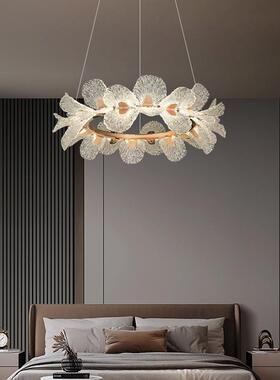 式奶油风卧室23308法灯高端轻花朵奢吊灯房间餐厅灯温馨浪漫新房