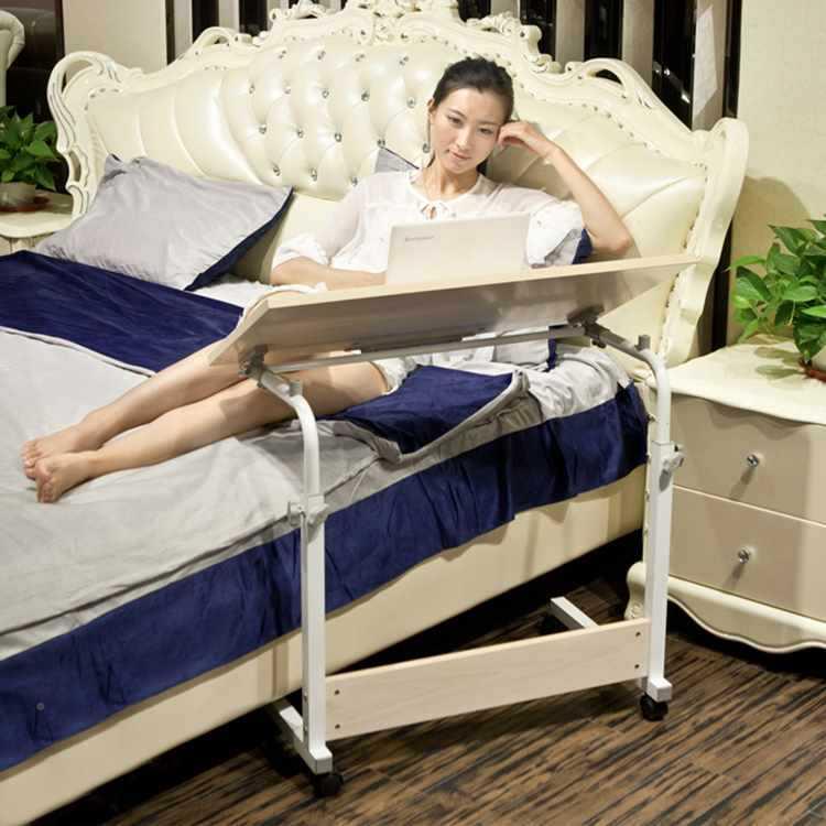 移动书桌带轮电床边学习斜桌子折叠调度可HTU倾面儿童脑简角易升