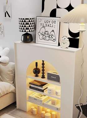 法式带白色假壁炉装灯边柜客入户靠墙厅玄关饰置物架艺术展HVM示