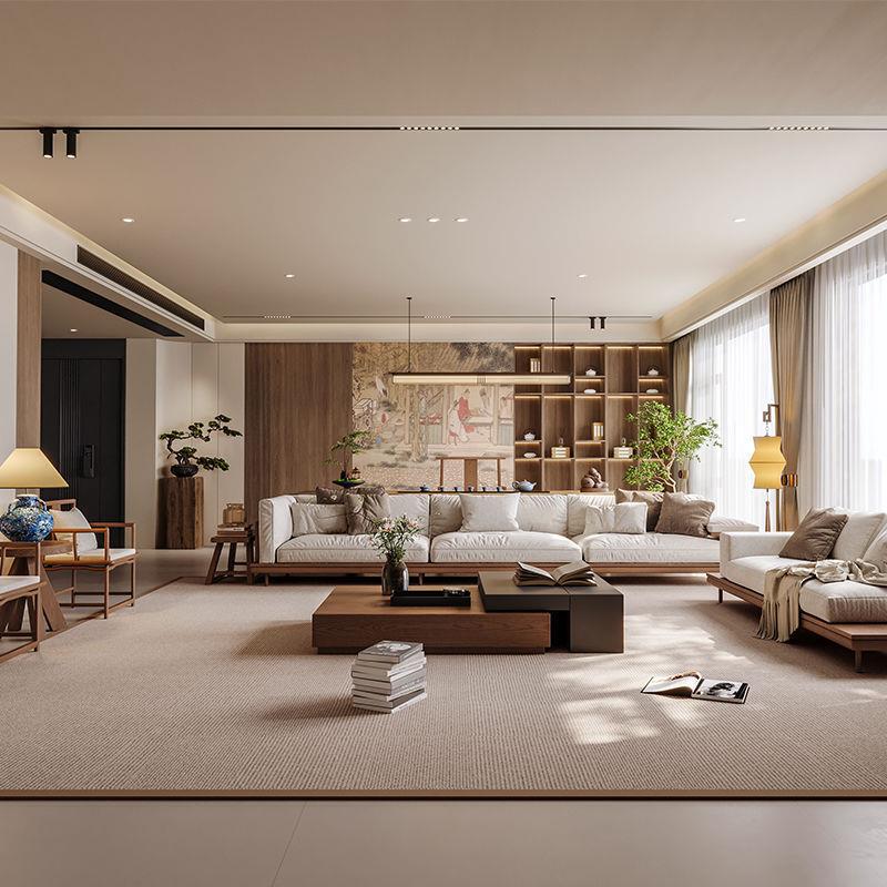 宋代美学沙GIZ发实木直排技禅布艺套装客新科中式禅意厅家用意感