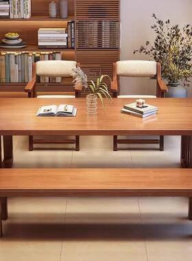 实木家大桌19542板桌新中式书桌客厅多人书房办公字电脑桌用学习