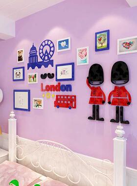 英伦创意亚克墙贴3D立体墙贴画幼儿园卡儿童通房卧室床力92178头