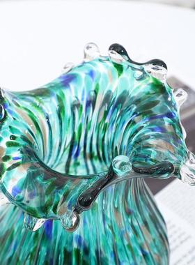 工创意插摆件创意纯花手吹-制圆玻璃花瓶家居装饰品琉璃球花瓶