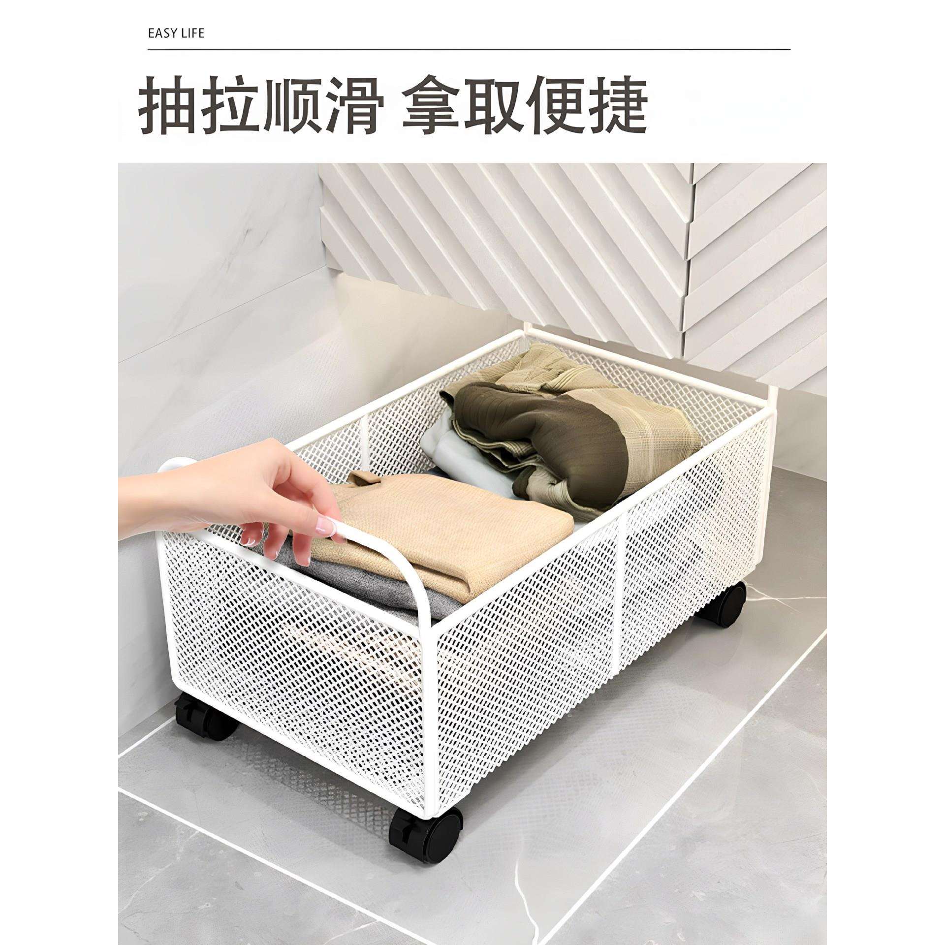 可移动脏衣篮洗漱台子收纳筐2312-ll带小推车轮浴室柜下置物架洗