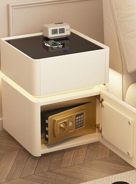 lw智无能床头柜保险箱代一体简约现多功能家用线充0电卧室保SS349