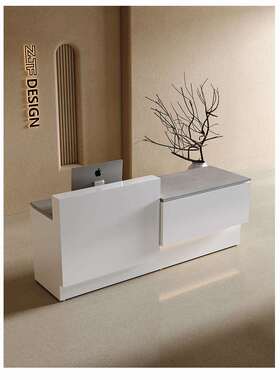 公司迎宾台接简待台约2现代白色办公室烤前漆台桌.D0-C08264米