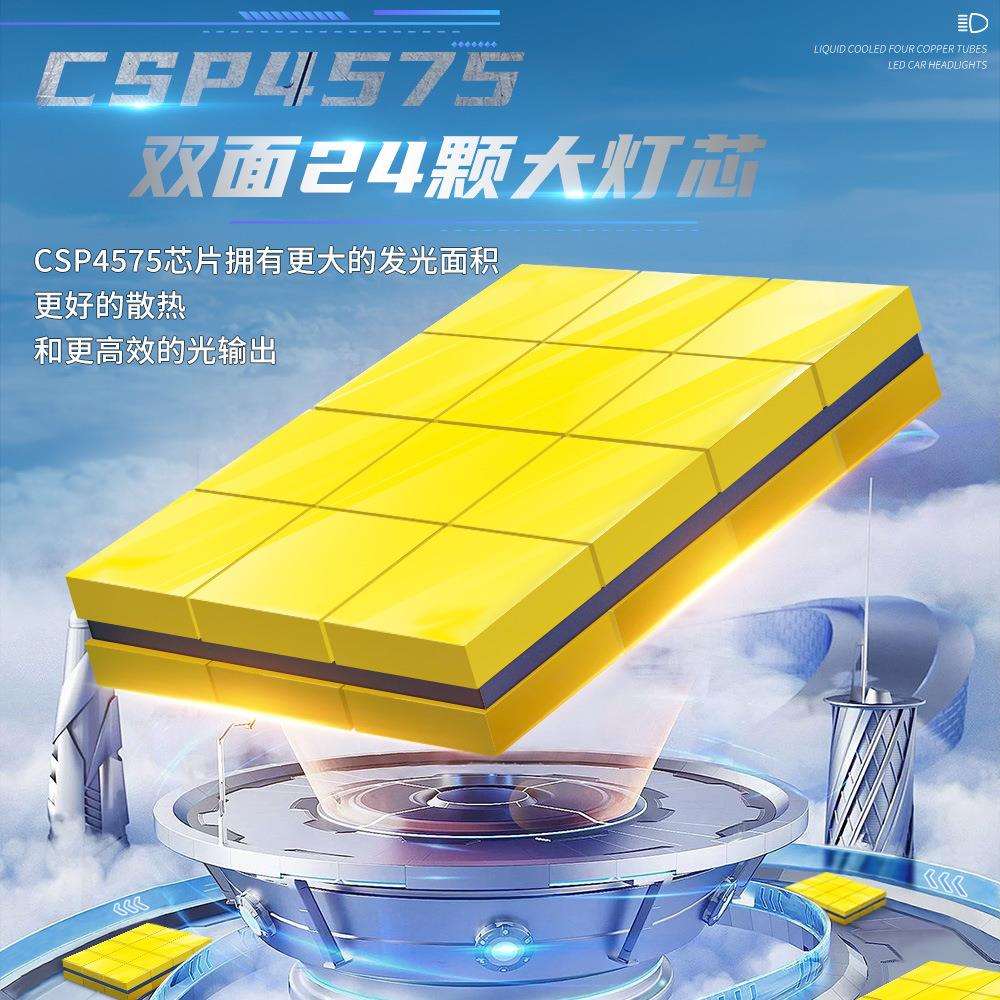 100W四T4铜管le亮d灯车h7大功率h1h1超h4汽车大灯121V24V通用灯