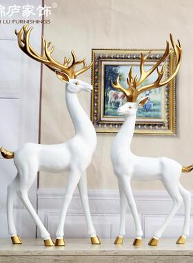 欧式白鹿摆件家居艺装饰品奢ST807简约厅电视轻客柜玄关桌面树脂