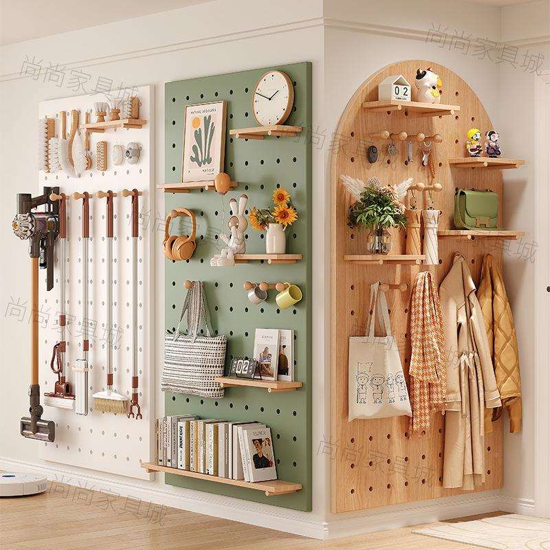 收定作架厂家直供实木洞洞玄关墙面置物入户板纳墙上挂板墙上置物