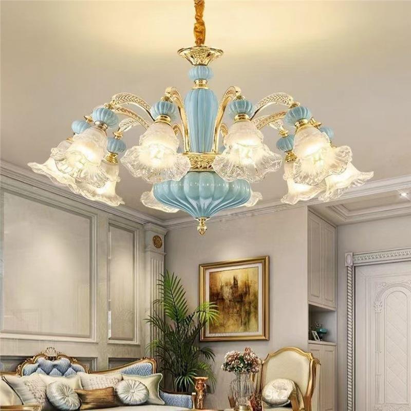 欧式吊灯陶瓷客灯下20朝54825年新款现代简大气家用卧室厅餐约厅
