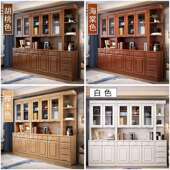 全式 实木中屉书柜现代2门3门5门自由合书柜985加厚带抽玻璃门组简