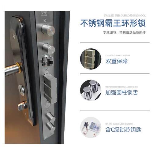 智防盗513门指别纹锁入能户门04不锈钢大门自建房门安全门家用墅