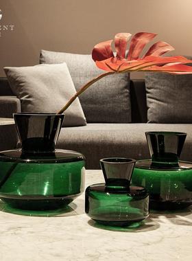 墨HP211470件绿色纯粹极简线璃花瓶餐玻桌装饰高档插花水培摆条饰